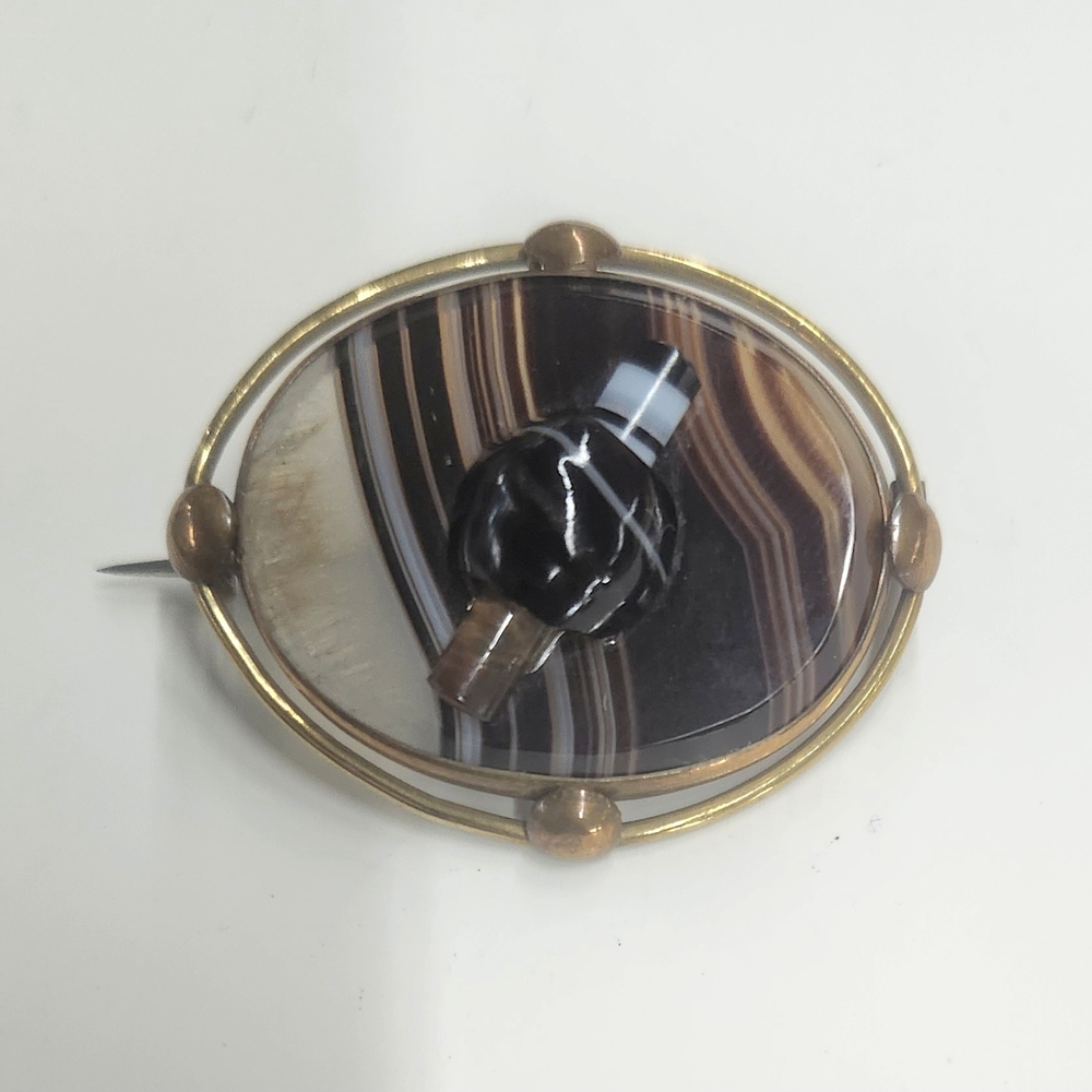 Antique Victorian Scottish Agate Brooch